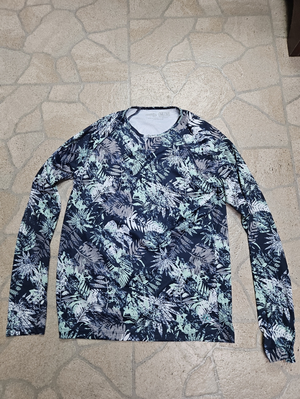 Women's Swim REEL LIFE Long Sleeve Tropical Print Tee - Mint Navy